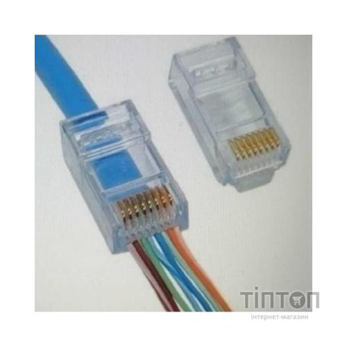 Конектор RJ45 cat.6, наскрізні отвори, 50 шт Merlion (10583)