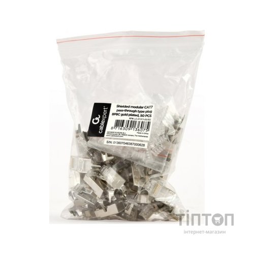 Конектор RJ45 cat.7 FTP 8P8C * 50 (наскрізні отв., позолоч. конт.) Cablexpert (LC-PTF7-01/50)