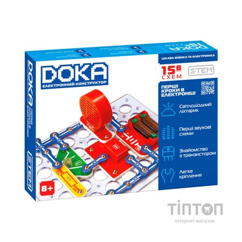 Конструктор DOKA електронний Перші кроки в електроніці (Набір В, 15 схем) (D70710)