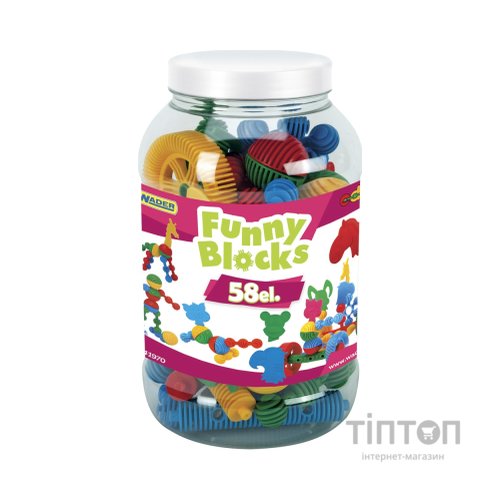 Конструктор Wader Funny blocks - 58 шт (велика банка) (41970)
