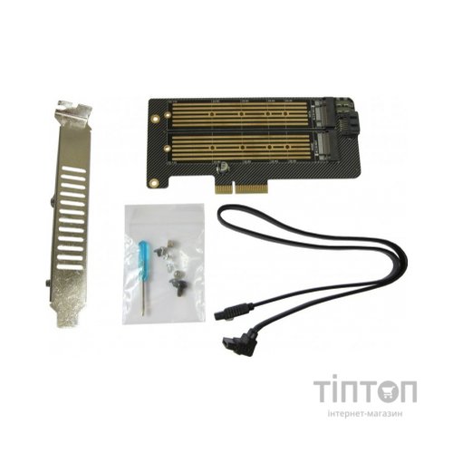 Контролер Dynamode 2х M.2 NVMe M-Key /SATA B-key SSD to PCI-E 3.0 x4/ x8/ x16, (PCI-Ex4- 2xM.2 MB-key)