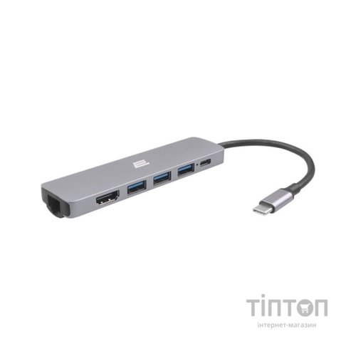 Концентратор 2E USB-C Slim Aluminum Multi-Port 6in1 (2EW-2684)