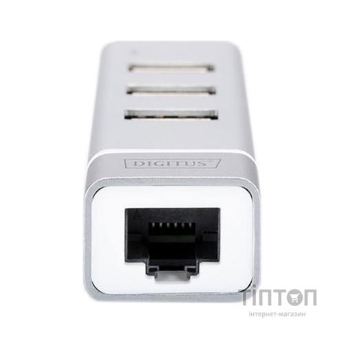 Концентратор-адаптер DIGITUS USB Type-C, 3xUSB Fast Ethernet