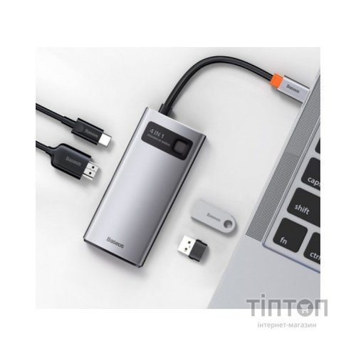 Концентратор Baseus Metal Gleam Series 4-in-1 Multifunctional Gray (CAHUB-CY0G)