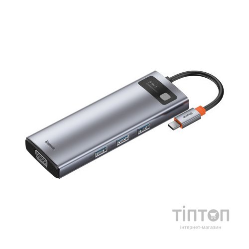 Концентратор Baseus USB3.1 Type-C to USB C(PD)100W/HDMI 4K 30Hz/VGA/USB3.2/RJ45/SD+TF,9in1 Grey (CAHUB-CU0G)