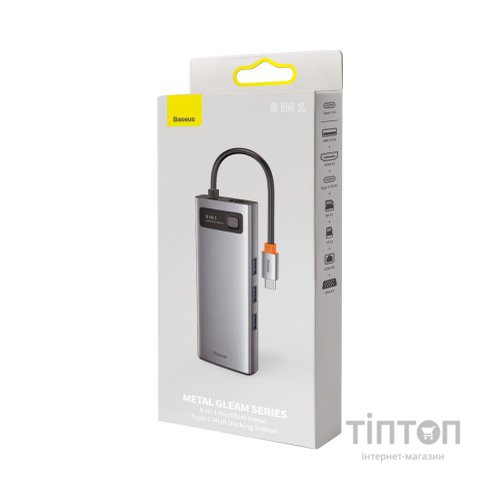 Концентратор Baseus USB3.1 Type-C to USB C(PD)100W/HDMI 4K 30Hz/VGA/USB3.2/RJ45/SD+TF,9in1 Grey (CAHUB-CU0G)