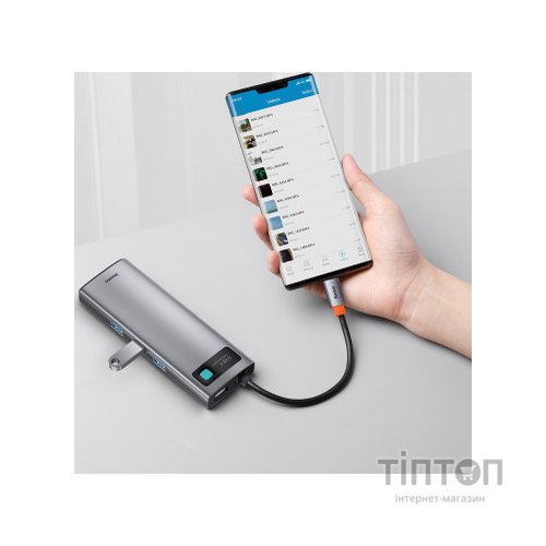 Концентратор Baseus USB3.1 Type-C to USB C(PD)100W/HDMI 4K 30Hz/VGA/USB3.2/RJ45/SD+TF,9in1 Grey (CAHUB-CU0G)