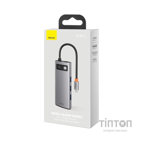 Концентратор Baseus USB3.1 Type-C to USB Type C PD 100W/HDMI 4K 60 Hz/3*USB 3.2 Gen1/ 5in1 (CAHUB-CX0G)