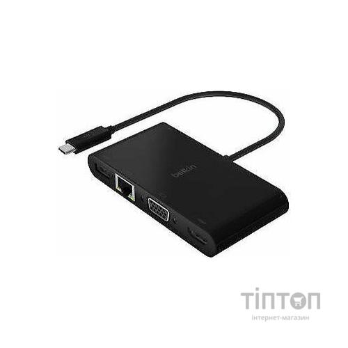 Концентратор Belkin USB-C - Ethernet, HDMI, VGA, USB-A, 100W PD, black (AVC004BTBK)