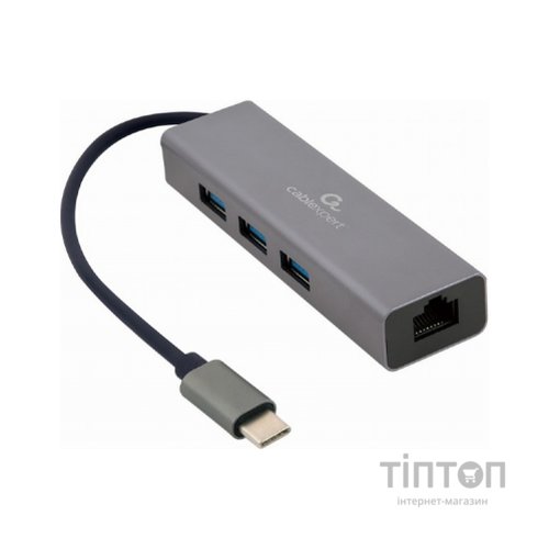 Концентратор Cablexpert Type-С to Gigabit Ethernet, 3 Ports USB 3.1 Gen1 (5 Gbps) (A-CMU3-LAN-01)