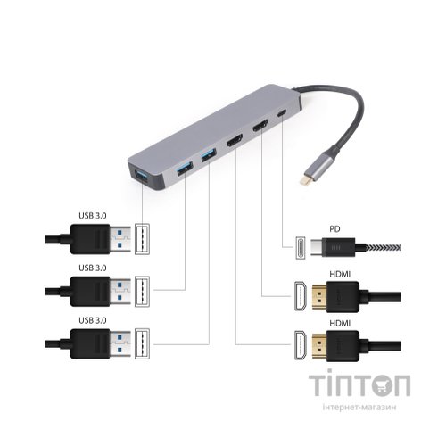 Концентратор Cablexpert USB-C 3-in-1 (A-CM-COMBO3-03)