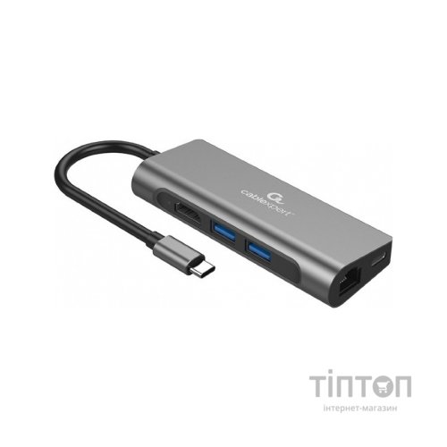 Концентратор Cablexpert USB-C 5-in-1 (HUB/HDMI/PD/CR/Lan) (A-CM-COMBO5-01)