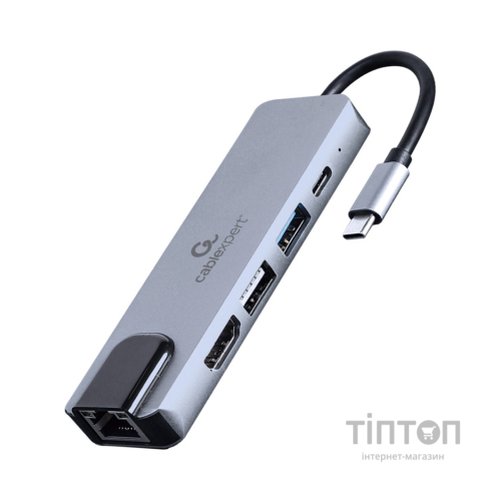Концентратор Cablexpert USB-C 5-in-1 (hub/HDMI/PD/LAN) (A-CM-COMBO5-04)