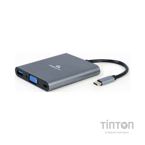 Концентратор Cablexpert USB-C 6-in-1 (Hub3.1/HDMI/VGA/PD/card-reader/audio) (A-CM-COMBO6-01)