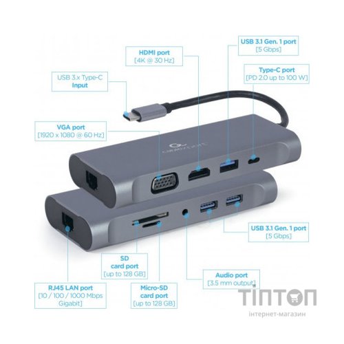 Концентратор Cablexpert USB-C 7-in-1 (A-CM-COMBO7-01)