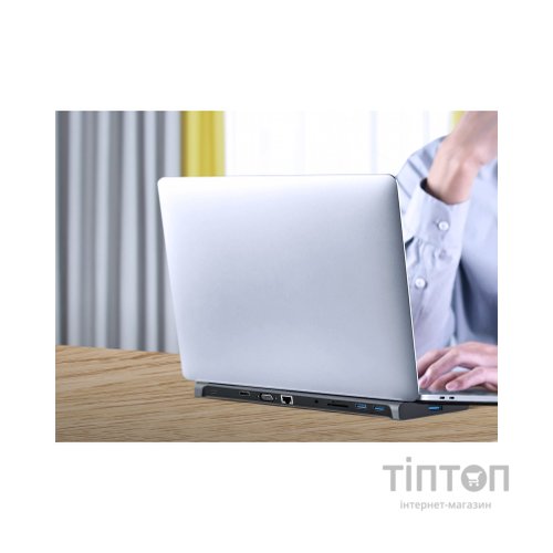 Концентратор Cablexpert USB-C 9-in-1 (USB-hub + HDMI/VGA/PD/CR/LAN/3.5mm) (A-CM-COMBO10-01)