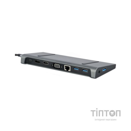 Концентратор Cablexpert USB-C 9-in-1 (USB-hub + HDMI/VGA/PD/CR/LAN/3.5mm) (A-CM-COMBO9-02)