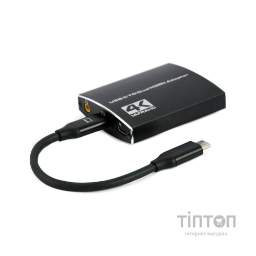 Концентратор Cablexpert USB-C to 2 HDMI (2 ind. screens)/PD/Аudio 3.5mm (A-CM-HDMIF2-01)
