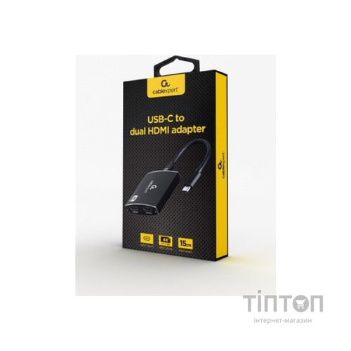 Концентратор Cablexpert USB-C to 2 HDMI (2 ind. screens)/PD/Аudio 3.5mm (A-CM-HDMIF2-01)