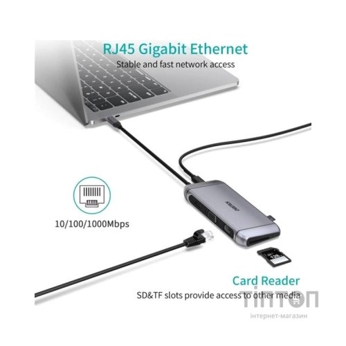 Концентратор Choetech USB-C 9-in-1 (HUB-M15-GY)