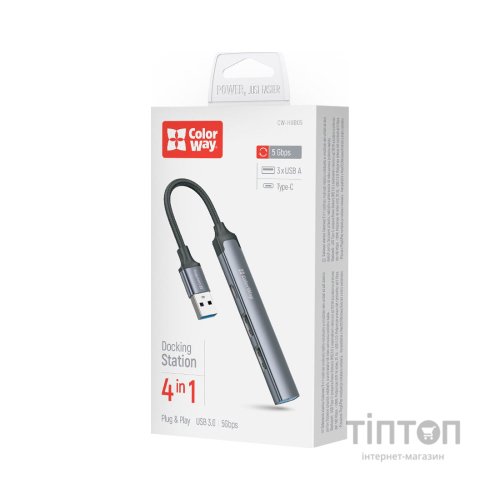 Концентратор ColorWay USB-A 4-в-1 USB2.0х3/USB3.0 (CW-HUB05)