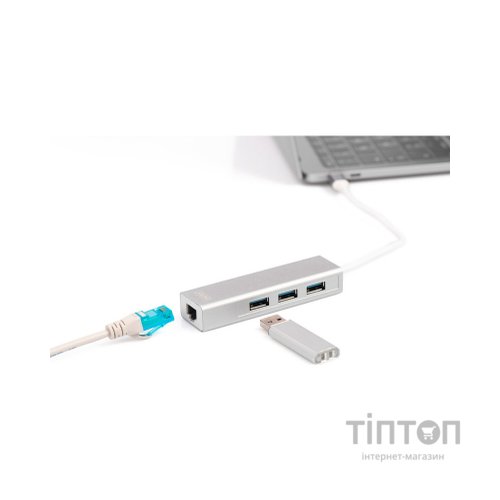 Концентратор Digitus USB-C - USB 3.0 3 Port Hub + Gigabit Ethernet (DA-70255)