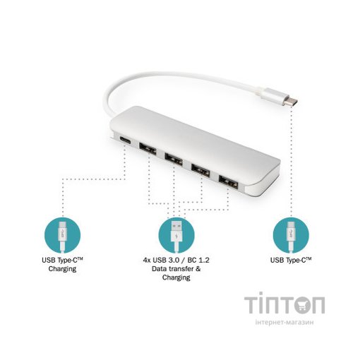 Концентратор Digitus USB Type-C, 4xUSB 3.0 (DA-70242-1)