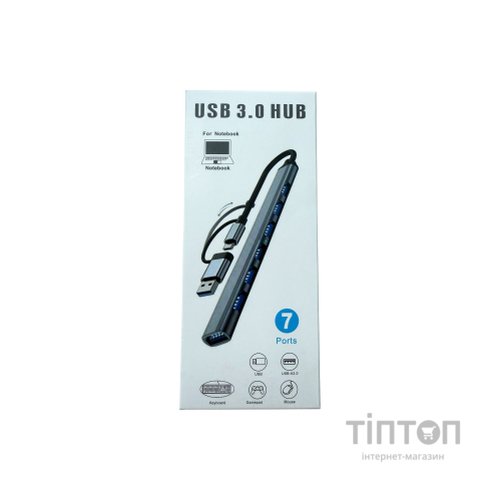 Концентратор Dynamode USB-C + UAB-A to 1xUSB 3.0 + 6xUSB 2.0 gray (DM-UH-701AC)