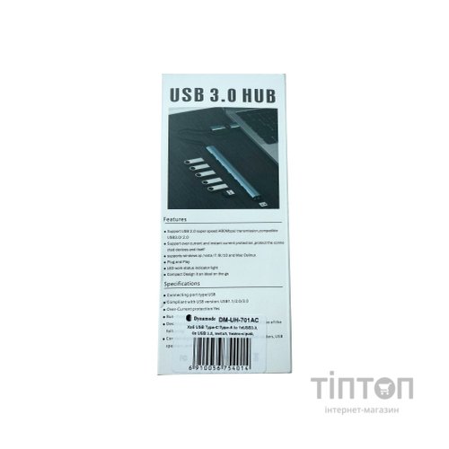 Концентратор Dynamode USB-C + UAB-A to 1xUSB 3.0 + 6xUSB 2.0 gray (DM-UH-701AC)