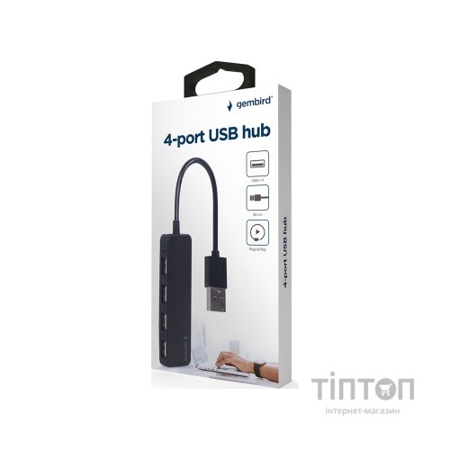 Концентратор Gembird USB 2.0 4 ports black (UHB-U2P4-06)