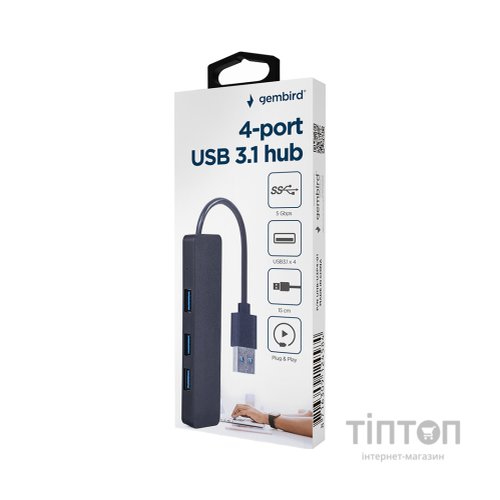 Концентратор Gembird USB 3.0 4 ports black (UHB-U3P4-04)