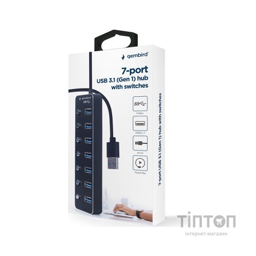 Концентратор Gembird USB 3.0 7 ports (UHB-U3P7P-01)