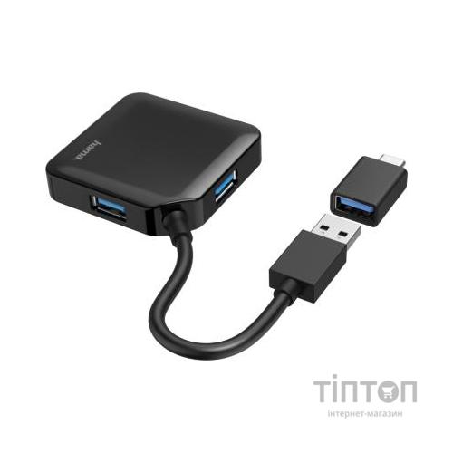 Концентратор Hama 4 Ports USB 3.2, USB-C Adapter Black (00200116)