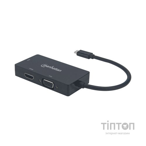 Концентратор Intracom USB3.1 Type-C to HDMI/DVI-I/VGA Black Manhattan (152983)