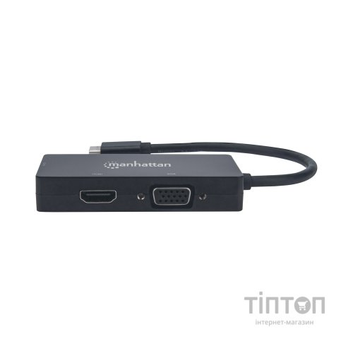 Концентратор Intracom USB3.1 Type-C to HDMI/DVI-I/VGA Black Manhattan (152983)