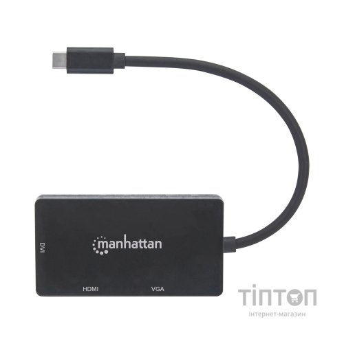 Концентратор Intracom USB3.1 Type-C to HDMI/DVI-I/VGA Black Manhattan (152983)