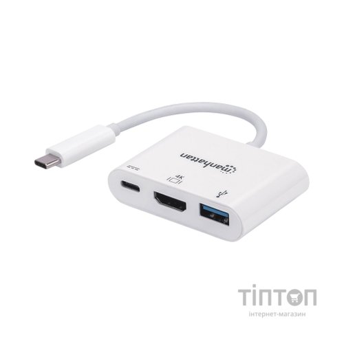 Концентратор Intracom USB3.1 Type-C to HDMI/USB 3.0/PD 60W 4-in-1 White Manhattan (152945)