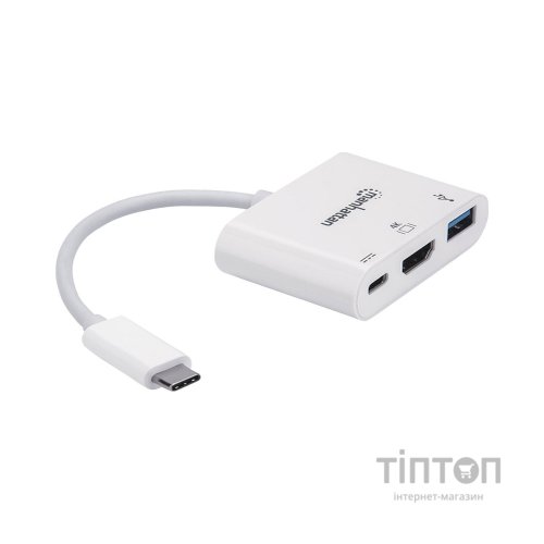 Концентратор Intracom USB3.1 Type-C to HDMI/USB 3.0/PD 60W 4-in-1 White Manhattan (152945)