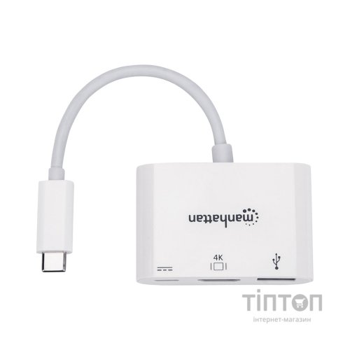 Концентратор Intracom USB3.1 Type-C to HDMI/USB 3.0/PD 60W 4-in-1 White Manhattan (152945)