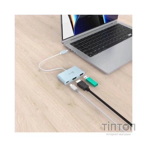 Концентратор J5create USB-C 3-in-1 1xHDMI + 1xUSB 3.2 + 1xUSB-C PD100W blue (JCA379EC-N)