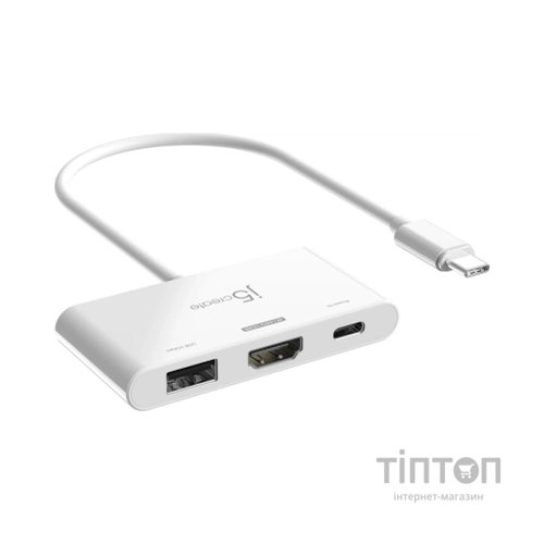 Концентратор J5create USB-C 3-in-1 HDMI + USB + USB-C PD white (JCA399-N)
