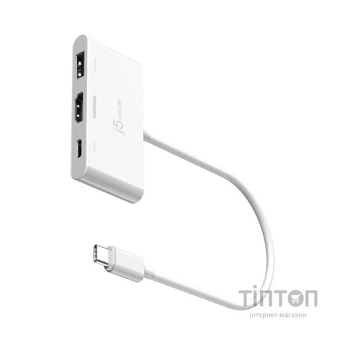 Концентратор J5create USB-C 3-in-1 HDMI + USB + USB-C PD white (JCA399-N)
