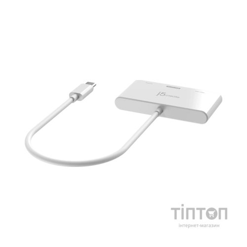 Концентратор J5create USB-C 3-in-1 HDMI + USB + USB-C PD white (JCA399-N)