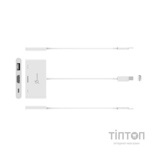 Концентратор J5create USB-C 3-in-1 HDMI + USB + USB-C PD white (JCA399-N)