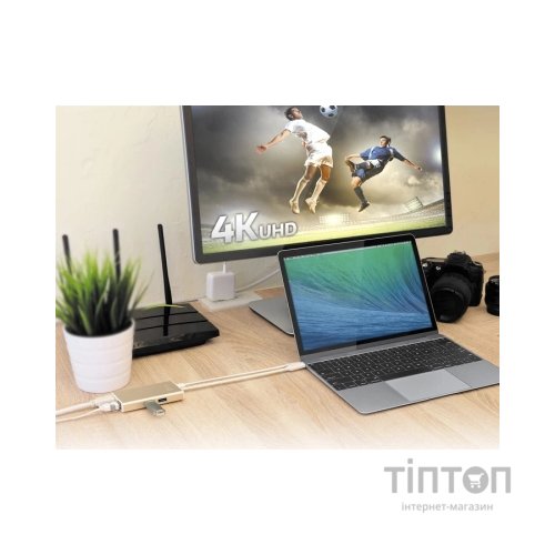 Концентратор J5create USB-C 5-in-1 2xUSB 3.0 + HDMI 4K + USB-C PD + RJ45 1000Mbps gray (JCA374-N)