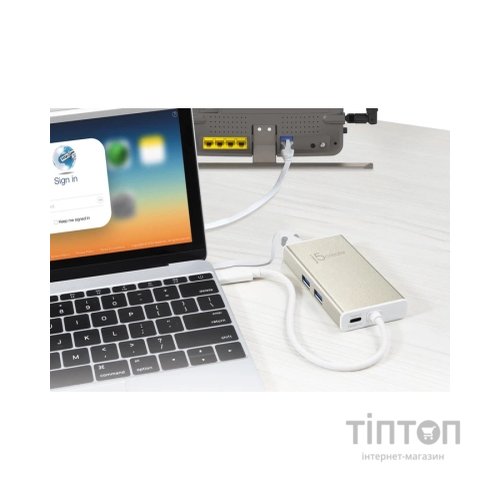 Концентратор J5create USB-C 5-in-1 2xUSB 3.0 + HDMI 4K + USB-C PD + RJ45 1000Mbps gray (JCA374-N)