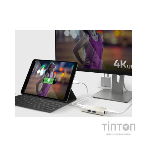 Концентратор J5create USB-C 5-in-1 2xUSB 3.0 + HDMI 4K + USB-C PD + RJ45 1000Mbps gray (JCA374-N)