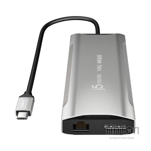 Концентратор J5create USB-C 9-in-1 2xUSB 3.2 + 2xUSB-C PD + 2xHDMI 4K + DisplayPort + SD/TF + RJ45 1000Mbps gray (JCD397-N)