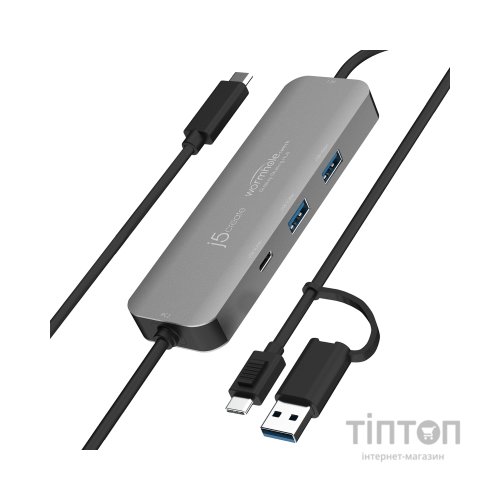 Концентратор J5create USB-C + USB A to 2xUSB + USB-C switch hub (JCH462-N)