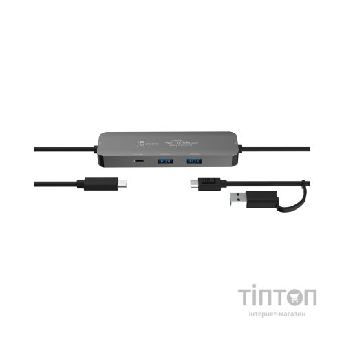 Концентратор J5create USB-C + USB A to 2xUSB + USB-C switch hub (JCH462-N)